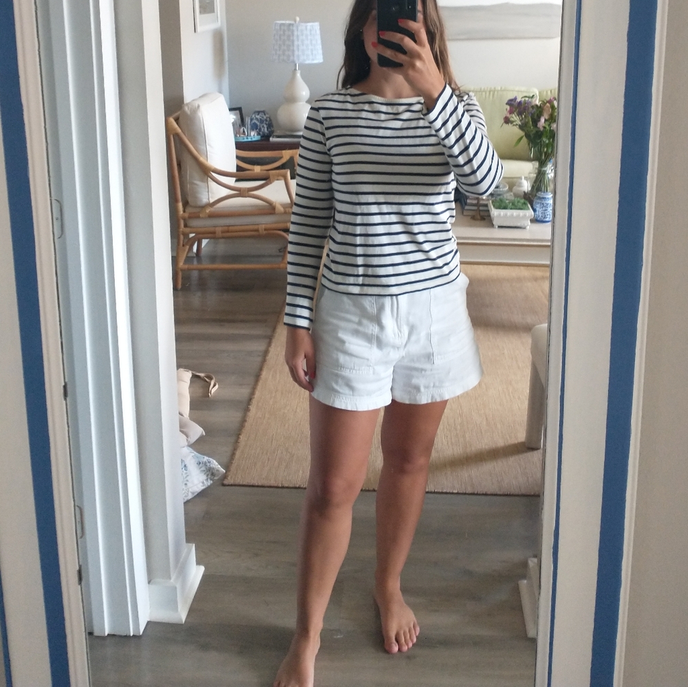 Striped Navy and White Long Sleeve Top